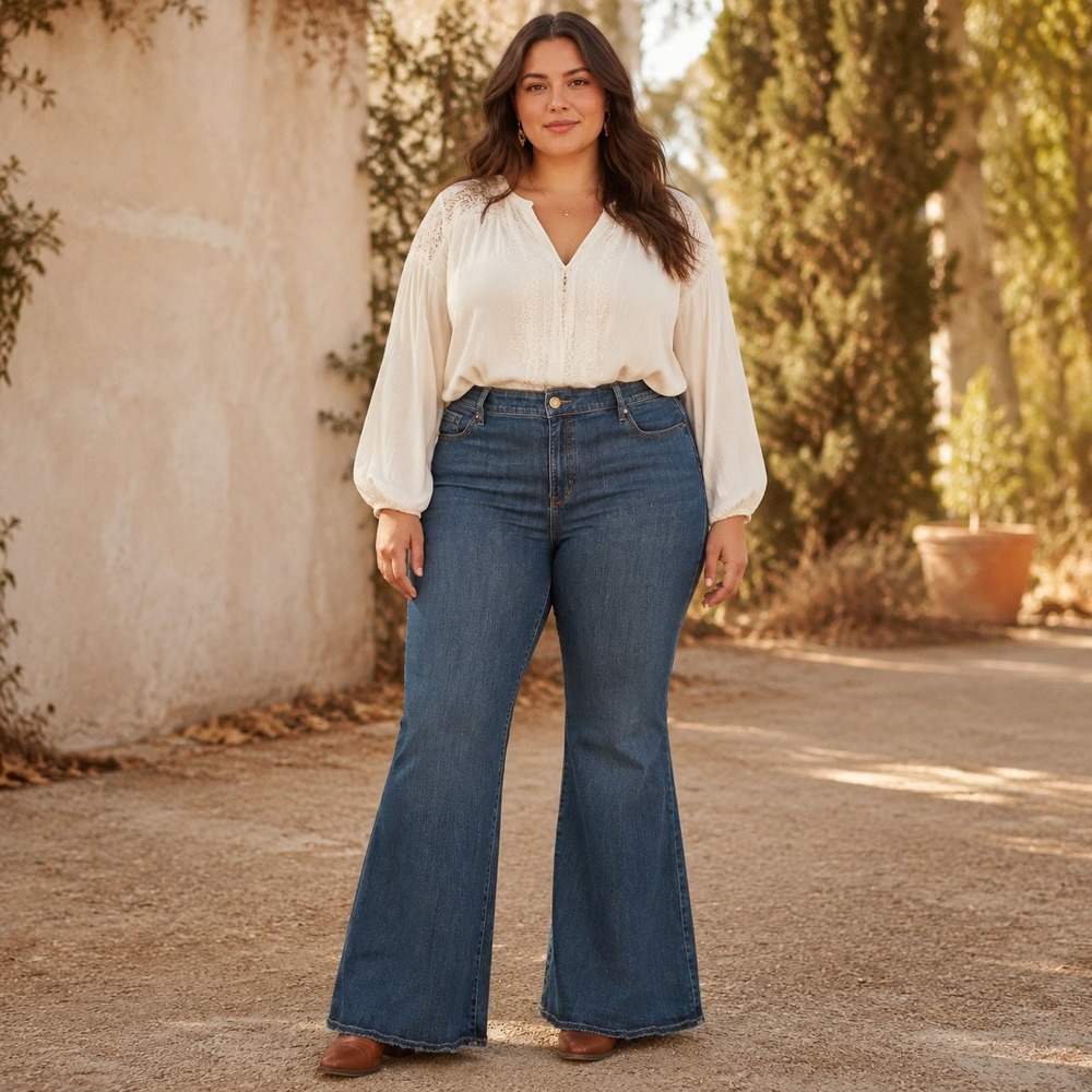 Lane Bryant Jeans Blue Mid Rise Signature Fit Bootcut Dark Wash Boho Western 24L